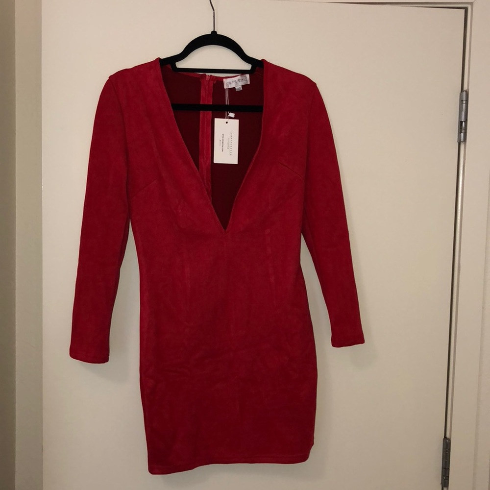 Red suede Tammy Hembrow in the style dress